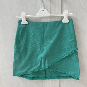 Teal Wrap Front Mini Skirt